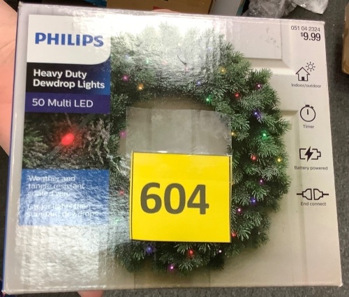 Heavy Duty 50ct Battery Operated LED Dewdrop Icicle String Lights Multicolored with Green Wire - Lot 604