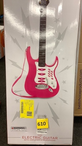 Kids Electric Guitar Toy Play Set w/ 6 Songs, Microphone, Amp - Lot 610