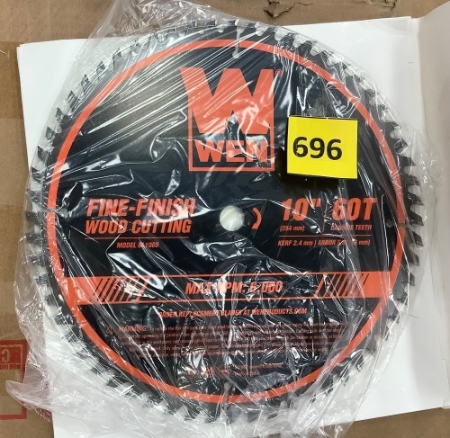 10-Inch 60-Tooth Carbide-Tipped Professional Woodworking Saw Blade - Lot 696
