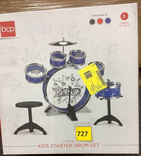 11-Piece Kids Beginner Drum Percussion Musical Instrument Toy Set - Lot 727
