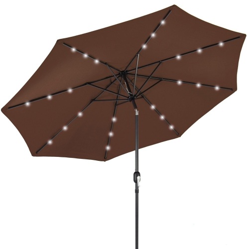 Solar LED Lighted Patio Umbrella w/ Tilt Adjustment, UV-Resistance - 10ft - Lot 791