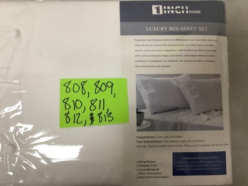 1inch Home Luxury Bed Sheet Set - 4 Piece, King Size - Lot 812
