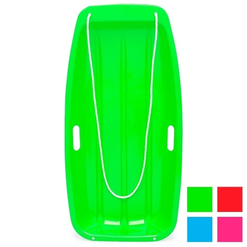 Kids Outdoor Plastic Toboggan Snow Sled Board w/ Pull Rope, Handles - 35in - Lot 907