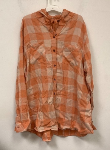 Natural Reflections Womens Hooded Shirt, 1X, E-Commerce Return w/ bad stitch - Lot 317