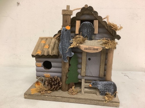 Cabin Birdhouse, Appears New w/ Broken Piece on Front - Lot 567