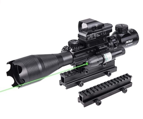 Pinty Rifle Scope 4-16X50 w/ Green Laser & Reflex Holographic Dot Sight, Untested, E-Commerce Return, Retail 95.99 - Lot 655