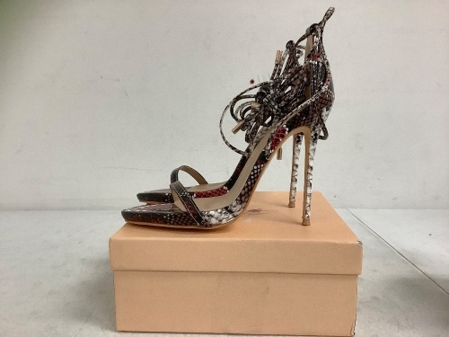 Hell & Heels Pink Snake Lace Up Stilettos, 7, Appears New - Lot 795