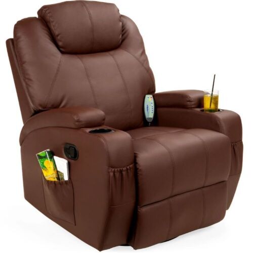 Faux Leather Swivel Glider Massage Recliner Chair w/ Remote Control, 5 Modes - Lot 46