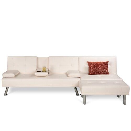 3-Piece Modular Modern Furniture Set w/ Convertible Double Futon, Single-Seat, Footstool - Lot 74
