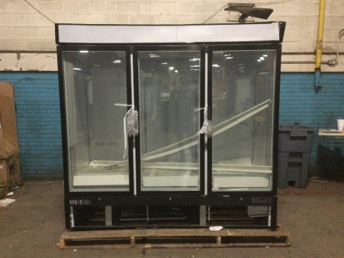 Maxx Cold MXM3-72F 81" Triple Glass Door Merchandiser Freezer. Untested. Cannot Test because of 230V plug - Lot 121