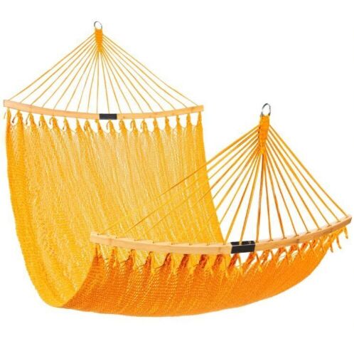 2-Person Woven Polyester Hammock w/ Curved Bamboo Spreader Bar, Carry Bag - Lot 186
