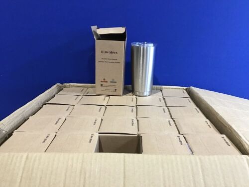 Case of (25) Buwaters Double Walled Vacuum Stainless Steel Tumblers - Lot 411
