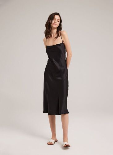 Silk Satin Slip Midi Dress  - Lot 413
