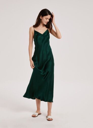 Green Midi Slip Silk Dress - Lot 414