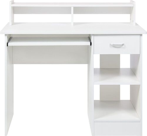 Computer Work Station Desk with Removable Shelf Divider, White - Lot 494