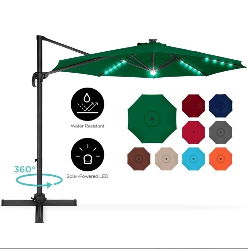 360-Degree LED Cantilever Offset Patio Umbrella w/ Tilt - 10ft  - Lot 521