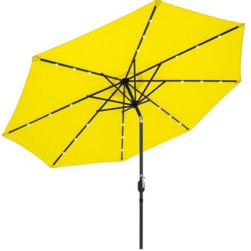 Solar LED Lighted Patio Umbrella w/ Tilt Adjustment, UV-Resistance - 10ft - Lot 641