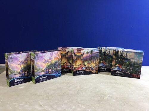 Case of (6) Disney Thomas Kinkade 750 pc Puzzles  - Lot 695