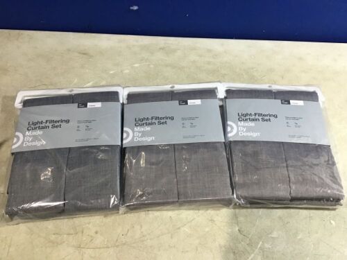 Lot of (3) Made By Design Light-Filtering Curtain Set, 2 Panels, 63" Length  - Lot 718