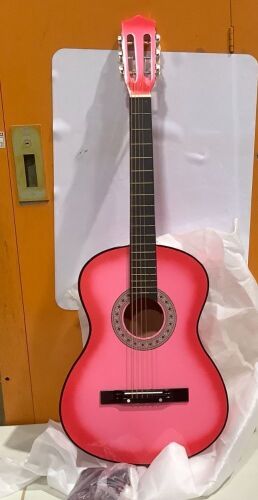 Beginner Acoustic Guitar Set w/ Case, Strap, Digital Tuner, Strings - 38in - Lot 823