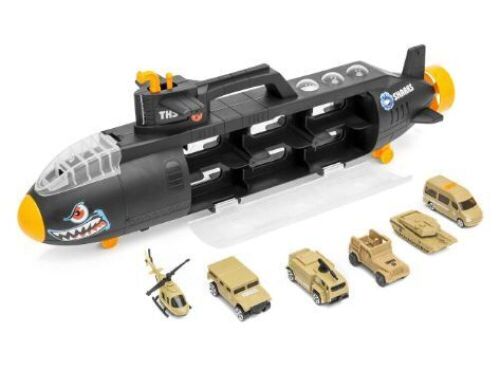 Military Shark Submarine Toy w/ 6 Military Vehicles - Lot 828