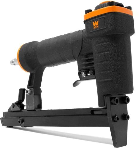 WEN 61705 20-Gauge 3/8-Inch Crown Air-Powered Pneumatic T50 Stapler for Upholstery and Woodworking - Lot 832