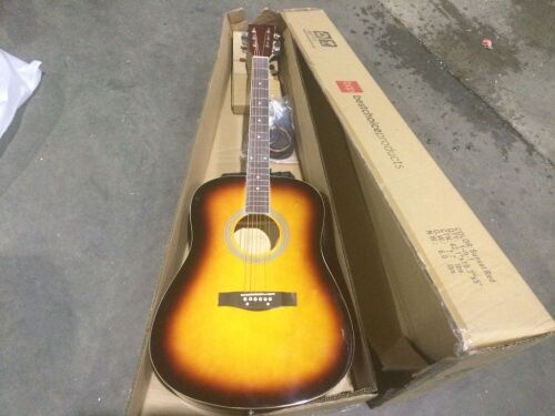 41in Full Size All-Wood Acoustic Guitar Starter Kit w/ Case, Pick, Strap, Extra Strings - Lot 1136
