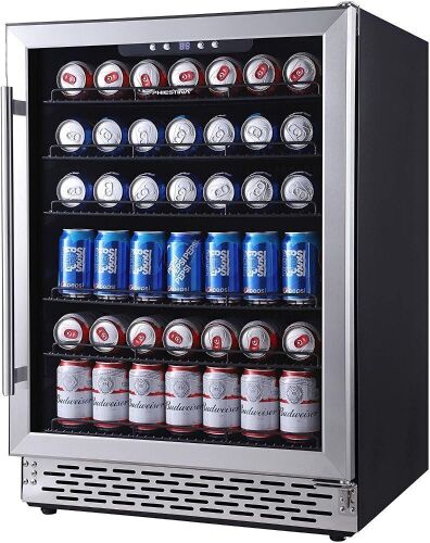 Phiestina 24" 175 Can Built-in or Free Standing Beverage Fridge with Glass Door - Lot 69