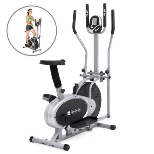 2-in-1 Elliptical Trainer Exercise Fitness Bike w/ LCD Display, Tension Knob, Adjustable Seat - Lot 77