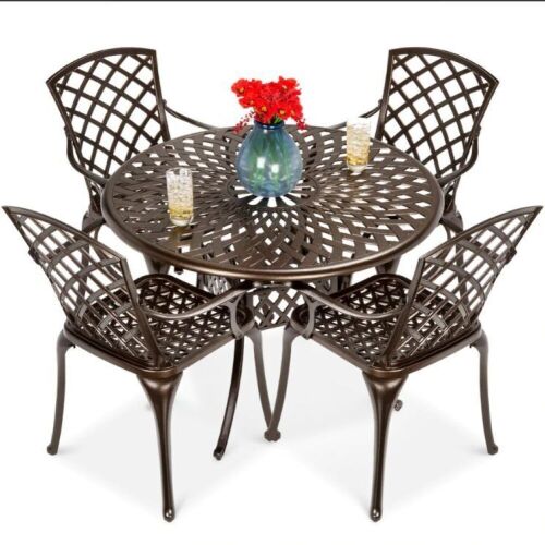 5-Piece All-Weather Cast Aluminum Patio Dining Set w/ 4 Chairs - Lot 92