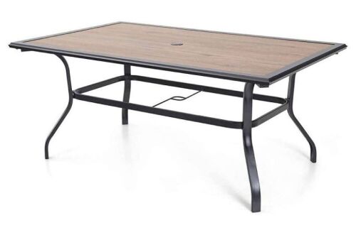 6 Person Rectangle Patio Umbrella Table with Steel Frame - Lot 102