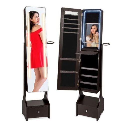 Standing Full Length LED Mirror Jewelry Armoire w/Interior & Exterior Lights - Lot 270