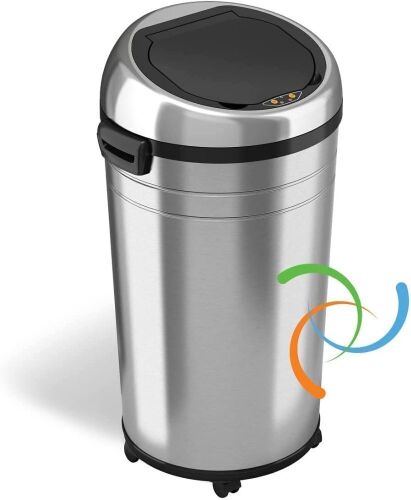 iTouchless 23 Gallon Dual Deodorizer Round Stainless Steel Touchless Sensor Trash Can  - Lot 387