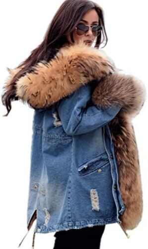 Roiii Women's Faux Fur Lined Denim Coat, 3XL - Lot 552