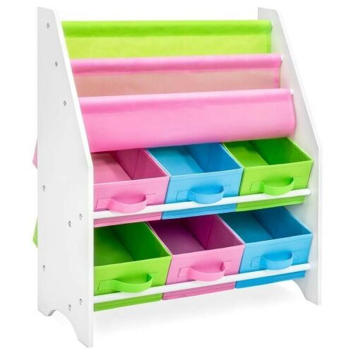 Kids Toy and Book Storage Organizer Shelf Rack w/ 6 Bins - Lot 577