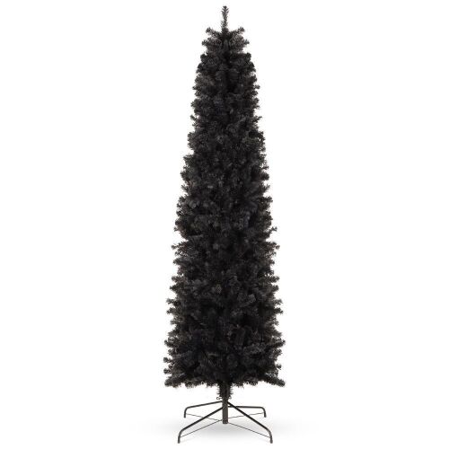 7.5' Black Artificial Pencil Holiday Christmas Tree - Lot 607