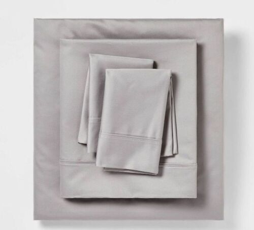Threshold 400 Thread Count Fall Solid Performance Sheet Set, Gray, Queen  - Lot 666