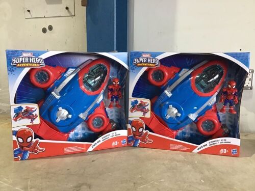 Lot of (2) Playskool Heroes Marvel Super Hero Adventures Spider-Man Jetquarters - Lot 699