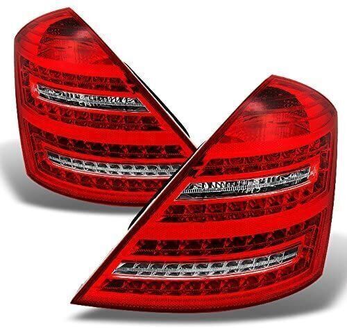 Mercedes Benz W221 S Class Red Clear Full LED w/Amber LED Signal Tail Lights - Lot 727