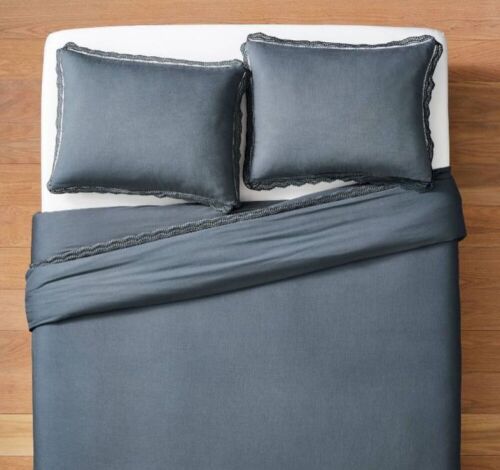 Threshold Lace Border Cotton Slub Duvet & Sham Set, Cal King  - Lot 830