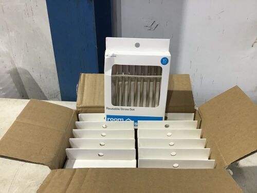 Case of (12) Room Essentials Stainless Steel Reusable Straw Set, 10 pcs  - Lot 868