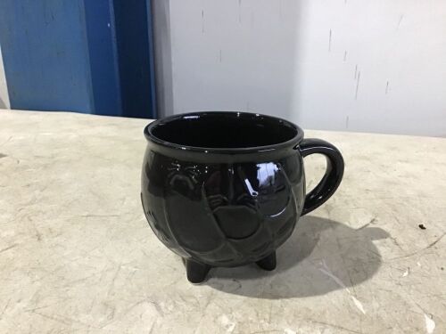 Case of (6) Threshold 12 oz Stoneware Black Cauldron Halloween Mugs - Lot 878