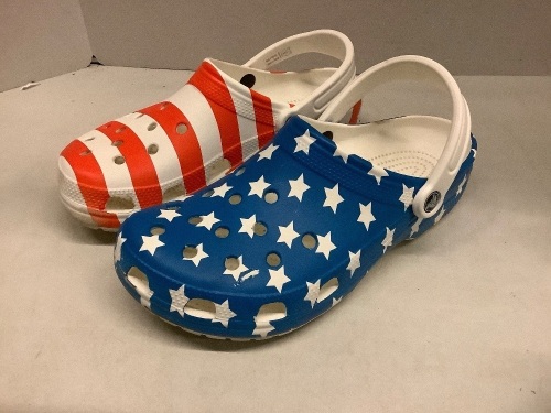 American Flag Crocs, Men's 9, Ecommerce Return - Lot 276