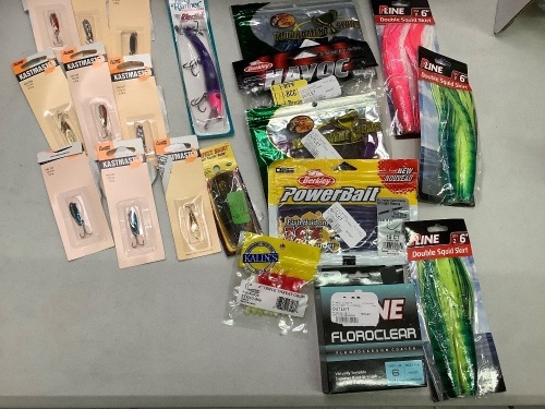 Lot of (20) Misc. Fishing Lures and Supplies, Ecommerce Return, Lid on tackle box cracked - Lot 314