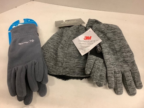 Natural Reflection's Beanie and Glove Set, Columbia Gloves, Medium, Ecommerce Return - Lot 392