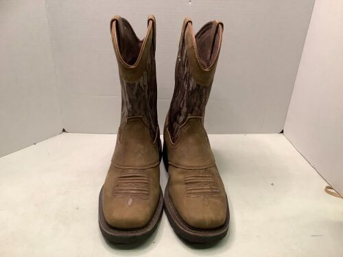 Men's Leather Work Boots, 8.5, Ecommerce Return - Lot 527