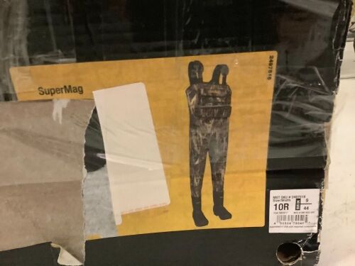SuperMag Chest Waders, 10R, Appears New, Box Damaged, Untested - Lot 529