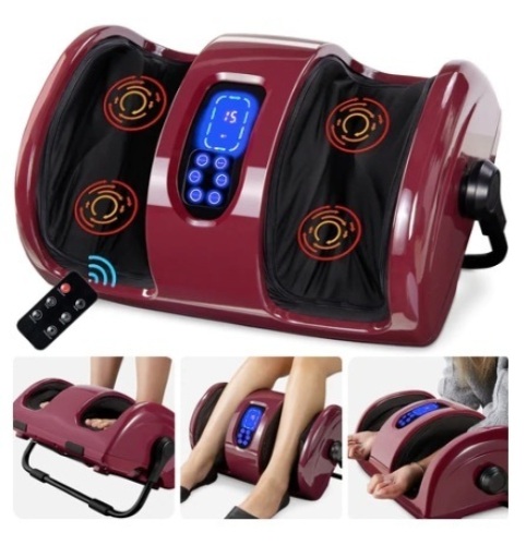Reflexology Shiatsu Foot Massager w/ High-Intensity Rollers, & Remote Control, Burgandy, Appears New - Lot 214