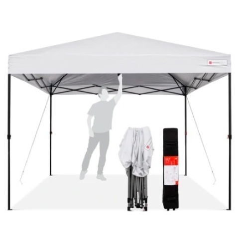 One-Person Setup Instant Pop Up Canopy w/ Wheeled Bag, 10x10ft, White, Appears New - Lot 254