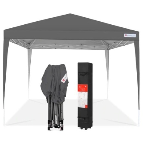 Outdoor Portable Pop Up Canopy Tent w/ Carrying Case, 10x10ft, Dark Gray, Appears New - Lot 255